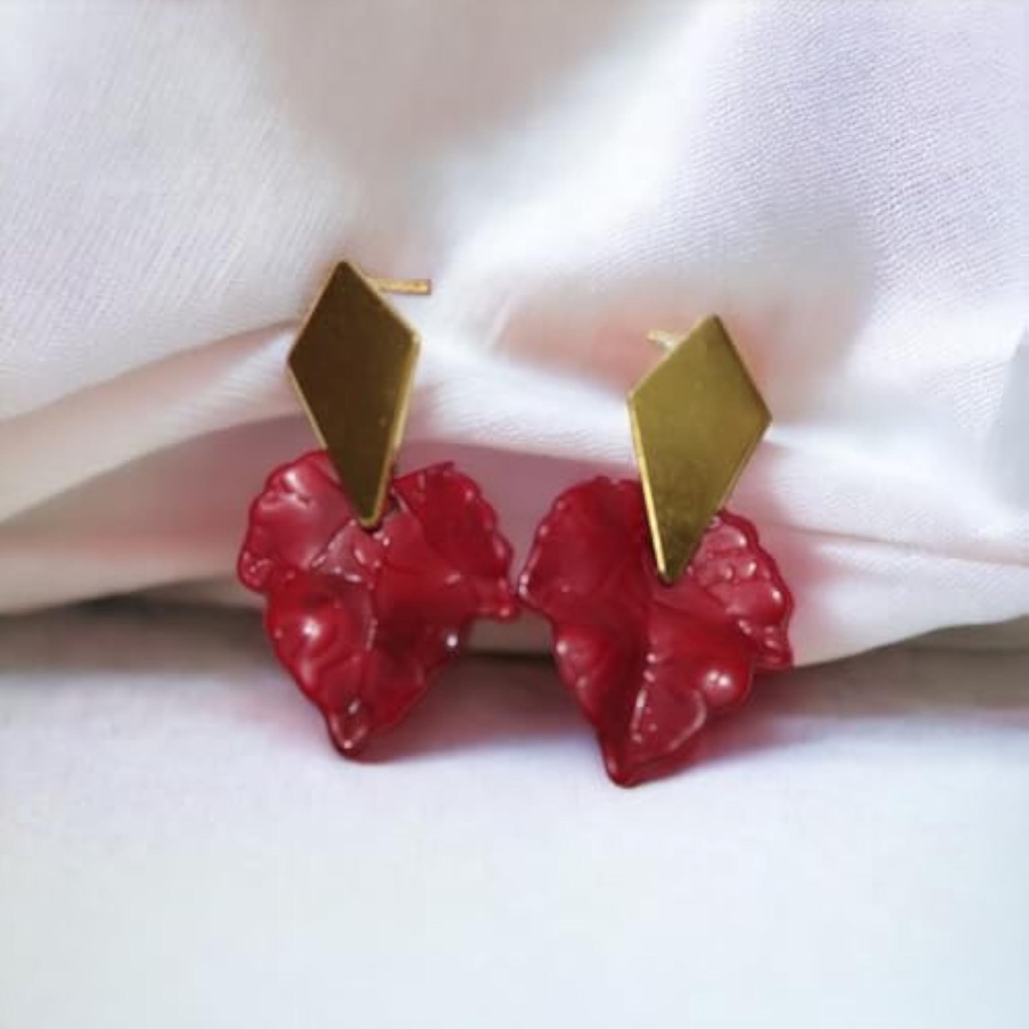 Elegant Pearl Earrings & Maroon Earrings Combo Set